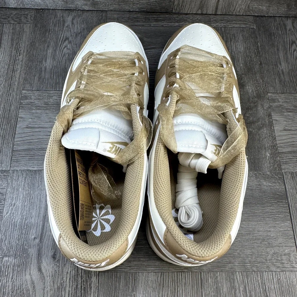 Nike Dunk Low Womens 10 Beige White Leather Ribbon Laces NEW IB7311-101